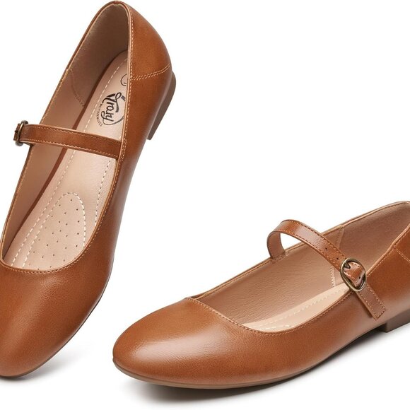Mary Jane Ballet Flats, Black Flats for Women, Ankle Strap Dressy Comfortable Fl - Picture 1 of 5
